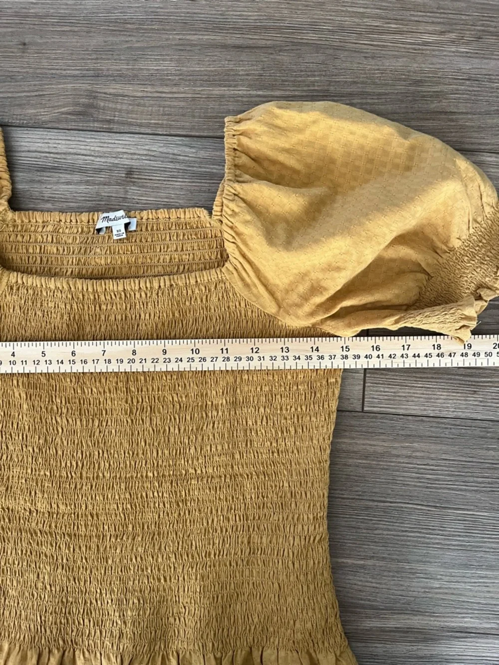 Madewell‎ Lucie Puff-Sleeve Smocked Bodice Top Earthen Gold Women's XS